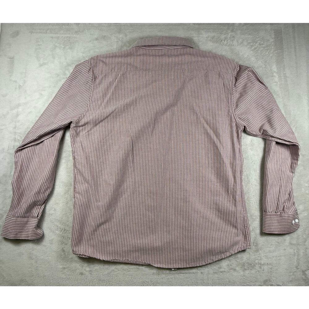 Craft + Flow Red/White Striped Long Sleeve Collard Button Up Mens XL - Picture 2 of 10